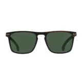 Lentes de sol Indie Growler, con marco de madera color ébano y lentes verdes.