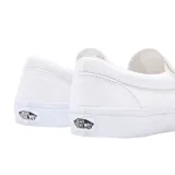 Zapatillas Vans Classic Slip-On blancas, sin cordones, con elástico en los laterales y suela de goma.