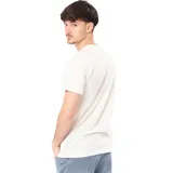 Remera blanca de algodón con estampado floral en el frente y logo de la marca Rusty.