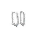 Aros de plata 925 para mujer, con diseño ovalado y adornos de circón brillante.