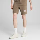 Shorts de algodón color marrón con logo Puma Sport Club estampado en blanco en la pierna izquierda.