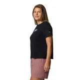 Remera blanca de algodón orgánico con cuello redondo y logo de Columbia estampado en el pecho.