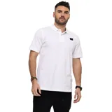 Remera tipo polo color petróleo con cuello de punto acanalado, puños de manga de punto plano y parche de silicona con el logo de Cat en el lado izquierdo del pecho.