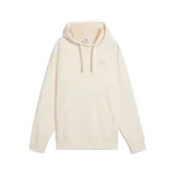 Buzo hoodie color crema de Puma, con logo pequeño en el pecho y bolsillo tipo canguro.