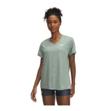 Remera deportiva Under Armour Tech™ SSV Twist color verde con logo blanco en el pecho, corte suelto y cuello en V.