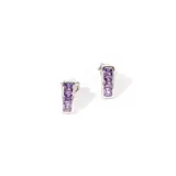Par de caravanas de plata 925 enchapadas en rodio con zirconias lilas.