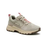 Sneaker de mujer en color gris claro, con detalles en rosa y suela antideslizante.