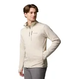 Campera polar Columbia Park View Fleece, color azul jaspeado, con cierre frontal completo, cuello alto, bolsillos laterales con cierre y bolsillo en el pecho con cierre vertical en color verde lima. Cuenta con tecnología Omni-Wick, puños elásticos con orificios para pulgares y protector de barbilla.