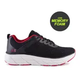 Championes deportivos American Sport Kent, color negro con detalles en rojo y suela blanca con tecnología memory foam.