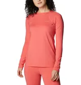 Remera de manga larga Columbia Midweight Stretch color salmón, con logo reflectante en el pecho.