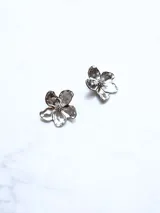 Par de aros plateados con forma de flor.