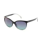 Lentes de sol MDQ Legian con montura negra y lentes degradadas de gris a verde.