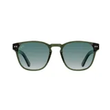 Lentes de sol Indie modelo Palm, con montura cuadrada de acetato color verde oliva y lentes degradadas en tonos de verde.