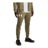 Pantalón de jogging gris jaspeado de Under Armour, modelo Rival Terry Jogger, para hombre. Confeccionado en tejido de felpa suave, con cintura elástica ajustable con cordón y logo de la marca estampado en la pierna izquierda.