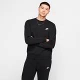 Buzo negro de cuello redondo, manga larga y logo Nike bordado en blanco en el pecho.