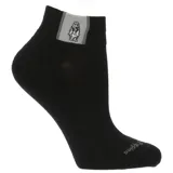 Pack de tres pares de medias cortas deportivas Hush Puppies, confeccionadas en algodón y spandex. Incluye un par negro, un par blanco y un par gris jaspeado. Todas las medias presentan el logo del perro de la marca bordado en el borde superior.