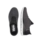 Championes deportivos Skechers Slip-ins Summits Dazzling Haze Wide Fit, color negro jaspeado, con cordones elásticos fijos y plantilla Skechers Air-Cooled Memory Foam. Diseñados con Heel Pillow para un ajuste cómodo y fabricados con materiales 100% veganos.