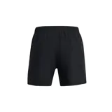 Short deportivo Under Armour Launch de 5 pulgadas para hombre, color negro con logo reflectivo en la pierna izquierda. Confeccionado en tejido ligero y elástico con forro interior de malla, cintura elástica con cordón, paneles de ventilación y bolsillos laterales.