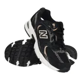 Championes New Balance U530CRB de mujer, color negro con detalles en beige y estampado animal print.