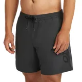 Short de baño negro con cintura elástica ajustable con cordón y logo de la marca estampado en la pierna izquierda.