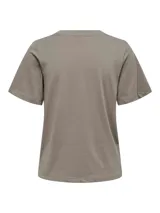 Camiseta básica color gris topo de algodón con cuello redondo, manga corta y calce regular.