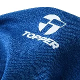 Remera azul de entrenamiento para hombre, de corte clásico y manga corta, con logo de Topper estampado en blanco en el pecho.