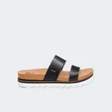 Sandalias con diseño cómodo en color negro, con tiras y suela de corcho.