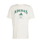 Remera Adidas color crema con estampa frontal verde con el logo de Adidas y la inscripción "Tennis Club".