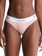 Bombacha clásica de algodón color rosa pálido, con cintura elástica blanca con logo de Calvin Klein.