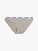 Bombacha clásica Calvin Klein color beige, de algodón elástico con cobertura trasera moderada, talle medio y cintura elástica con logo.