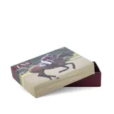 Billetera color beige de símil cuero con galón elastizado marrón y blanco. Interior con doble compartimento para billetes, visor y tarjeteros.