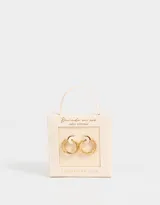 Aros argollas pequeñas bañadas en oro con incrustaciones de strass y cierre click.