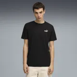 Remera negra de algodón con cuello redondo y logo Puma estampado en blanco en el pecho.