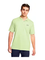 Remera polo Under Armour Matchplay para hombre, color gris jaspeado con logo negro en el pecho.