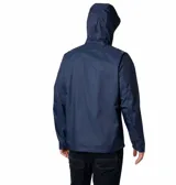 Campera impermeable Columbia Evapouration Jacket, color celeste, con capucha ajustable, cierre frontal completo, bolsillos laterales con cierre y ventilación en las axilas.