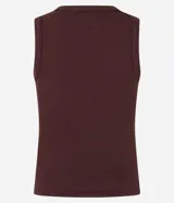 Musculosa negra de algodón con textura acanalada y botones frontales.