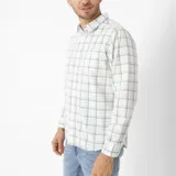 Camisa de hombre a cuadros, de manga larga, con bolsillo en el pecho.