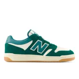 Championes New Balance BB480LPA, color verde con detalles en blanco y celeste.