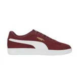 Championes Puma Smash 3.0 color borgoña con franja lateral blanca y suela blanca.