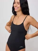 Malla entera negra con breteles finos.