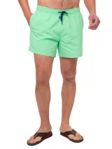 Short de baño azul eléctrico con cintura elástica y cordón ajustable.