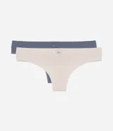 Kit de dos bombachas bikini de poliamida texturizada, corte hilo dental y acabado seamless.