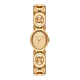 Reloj Michael Kors modelo Maude, con caja ovalada y malla de acero inoxidable color dorado.