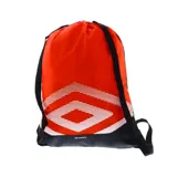 Mochila con diseño en rojo y negro, con cierre tipo bolsa y detalles gráficos en blanco.