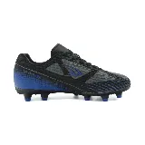 Botines de fútbol Le Groupe negros con detalles en gris y azul.