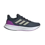 Championes Adidas Runfalcon + 5 color azul con detalles en beige y violeta, ideales para running.