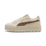 Championes Puma Karmen II Animal Flair de mujer, color beige con plataforma y detalles de animal print en el talón.