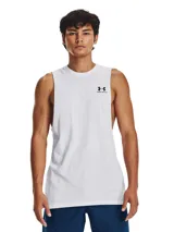 Musculosa blanca de algodón con logo Under Armour estampado en el pecho.