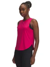 Musculosa deportiva fucsia Under Armour Launch Elite Tank, de corte holgado y espalda deportiva.
