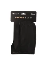 Riñonera o bolso cruzado unisex de lona color gris claro, con bolsillo frontal y trasero con cierre. Posee correa ajustable.